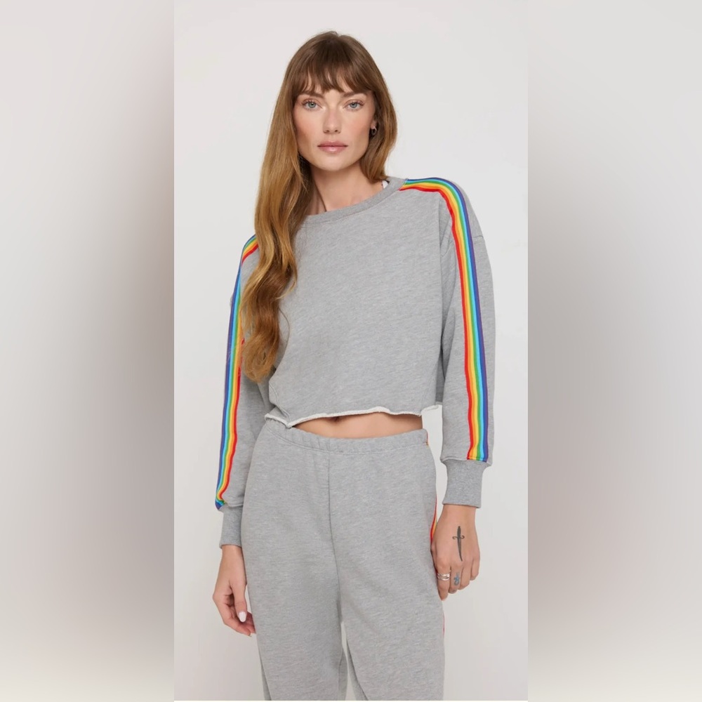 Spiritual Gangster Rainbow Cropped Pullover NWT